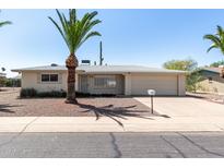 Charming single-story home with a well-maintained front yard, desert landscaping and a classic desert tree at 6027 E Ellis St, Mesa, AZ 85204