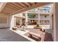 Charming community courtyard with seating, grilling area, and mature trees offering a relaxing outdoor space at 12123 W Bell Rd # 219, Surprise, AZ 85378