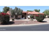 Charming single-story home featuring a tile roof, desert landscaping, and mature trees at 6940 W Willow Ave, Peoria, AZ 85381