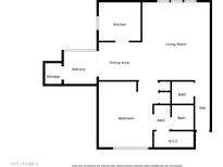 A detailed floor plan of the property, including kitchen, living room, balcony, and bedrooms at 5203 N 24Th St # 207, Phoenix, AZ 85016
