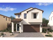 Beautiful two-story home boasting desert landscaping, neutral stucco, a tile roof, and a two-car garage at 8024 W Griswold Rd, Peoria, AZ 85345