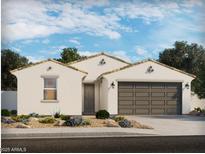 Charming single-story home featuring a two-car garage, neutral stucco, and desert landscaping for low maintenance appeal at 31353 N Pinot Dr, San Tan Valley, AZ 85143