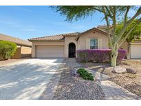 Charming single-story home featuring a well-manicured landscape, paver walkway and a two-car garage at 12118 W Dove Wing Way, Peoria, AZ 85383