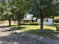 Quaint single story home with a well maintained lawn and established shade trees at 1447 E Town And Country Ln, Phoenix, AZ 85014