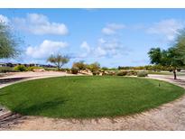 Beautiful golf course with manicured green, desert landscaping and blue skies in a residential community at 21320 N 56Th St # 1158, Phoenix, AZ 85054