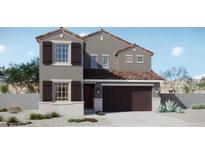 Charming two-story home with brown shutters, tiled roof, and neutral gray siding at 542 N 89Th St, Mesa, AZ 85207