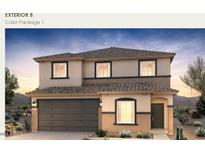 Two-story home featuring a two-car garage and neutral color scheme at 4993 S 254Th Dr, Buckeye, AZ 85326