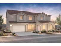 Two-story home with desert landscaping, a two car garage, and a welcoming front entrance at 22458 E San Tan Blvd, Queen Creek, AZ 85142