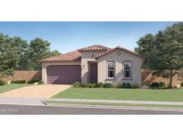 Charming single-story home with a tile roof, two-car garage, and well-maintained landscaping at 4808 S 232Nd Ln, Buckeye, AZ 85326
