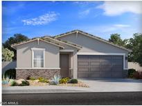 Charming single-story home featuring desert landscaping, a two-car garage, and neutral-toned exterior at 7345 E Cozy Cottage Ln, San Tan Valley, AZ 85143