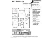 Detailed floor plan showcasing the layout of this five-bedroom, single-story home with a three-car garage at 4124 E Indianola Ave, Phoenix, AZ 85018