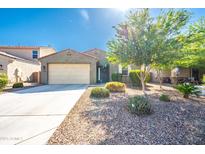 Charming single-story home featuring a well-maintained yard, desert landscaping, and a two-car garage at 37252 N Big Bend Rd, San Tan Valley, AZ 85140