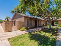 Charming single-story home featuring a secure fenced patio and mature shade tree at 31 W Loma Vista Dr # 102, Tempe, AZ 85282