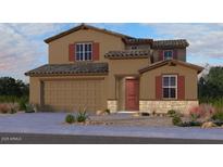 Charming two-story home with a two-car garage, desert landscaping, and covered entryway at 17018 W Shangri La Rd, Surprise, AZ 85388