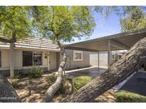 Charming front exterior featuring a covered carport and desert landscaping in a well-maintained community at 1050 S Stapley Dr # 62, Mesa, AZ 85204