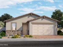 Charming single-story home featuring a two-car garage and a beautifully landscaped front yard at 4225 W Lisa Ln, San Tan Valley, AZ 85144