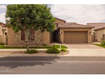 Charming single-story home featuring a lush front yard with a well-manicured lawn and desert landscaping at 5250 S Wesley Cir, Mesa, AZ 85212