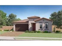 Charming single-story home featuring a red tile roof, manicured lawn, and attached two-car garage at 23081 E Saddle Way, Queen Creek, AZ 85142