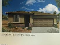 Charming single-story home featuring a two-car garage, optional stone accents, and desert landscaping at 18261 W Soft Wind Dr, Surprise, AZ 85387