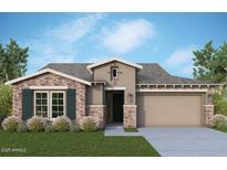 Beautiful single-story home with stylish stone accents, two-car garage, and well-maintained landscaping at 21599 W Pierson St, Buckeye, AZ 85396