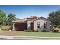 Charming one-story home featuring a tile roof, two-car garage, and a well-manicured lawn at 7842 W Tether Trl, Peoria, AZ 85383