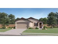 Charming single-story home featuring a two-car garage, landscaped yard, and inviting front entrance at 15018 W Buckskin Trl, Surprise, AZ 85387