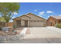 Inviting single-story home featuring desert landscaping and a spacious two-car garage at 3586 S Moccasin Trl, Gilbert, AZ 85297