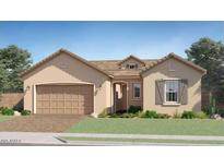 Charming single-story home featuring a low-pitched roof, neutral stucco, and an attached two-car garage at 23139 E Lords Way, Queen Creek, AZ 85142