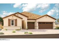 Inviting single-story home with a tile roof and a three-car garage, blending comfort and convenience at 20155 W Monterey Way, Buckeye, AZ 85396