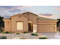 Charming single-story home featuring a desert landscape, warm stucco, and a spacious two-car garage at 20269 W Catalina Dr, Buckeye, AZ 85396