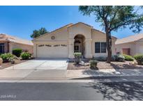 Charming single-story home with a well-maintained front yard and attached two-car garage at 17317 N Ponca Way, Surprise, AZ 85374