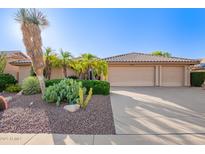 Beautiful home with desert landscaping, mature palm trees, and a three-car garage at 8402 W Rosemonte Dr, Peoria, AZ 85382