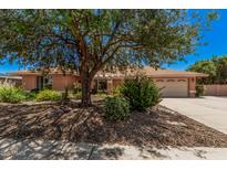 Charming single-story home featuring a well-manicured yard with mature shade tree at 837 W Keating Ave, Mesa, AZ 85210