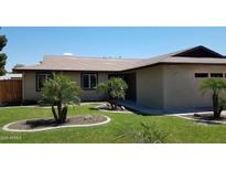 Charming single-story home featuring a well-manicured lawn and desert-friendly landscaping at 1009 E Hampton Ave, Mesa, AZ 85204