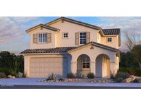 Inviting two-story home featuring a neutral color palette, attached two-car garage, and a covered front entryway at 5848 S Hassett Ave, Mesa, AZ 85212