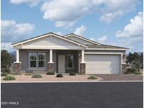 Charming single-story home with a neutral color scheme, two-car garage, and well-maintained landscaping at 22669 E Saddle Way, Queen Creek, AZ 85142