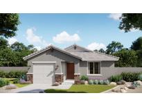 Charming single-story home with stone accents, attached garage, and beautifully landscaped front yard at 32016 N Pony Express Rd, San Tan Valley, AZ 85143