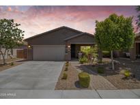 Charming single-story home with a well-manicured front yard and two car garage at 838 W Basswood Ave, Queen Creek, AZ 85140