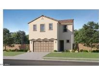 Inviting two-story home featuring a tiled roof, well-maintained lawn, and a charming, attached two-car garage at 10136 E Ursula Ave, Mesa, AZ 85212