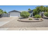 Charming home with a desert landscape, an attached two car garage, and a walkway to the front door at 696 W Mesquite St, Chandler, AZ 85225