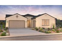 Beautiful single-story home with a neutral color scheme, manicured landscaping, and a two-car garage at 24819 N 169Th Dr, Surprise, AZ 85387