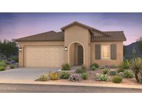 Charming single-story home featuring desert landscaping, a two-car garage, and a covered entryway, perfect for Southwest living at 18165 E Tiffany Dr, Queen Creek, AZ 85142
