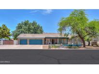Charming single-story home featuring a three-car garage, mature trees, and a well-maintained front yard at 238 W Myrna Ln, Tempe, AZ 85284