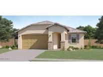 Charming single-story home with a two-car garage, neutral-colored exterior, and well-manicured lawn at 14955 W Hackamore Dr, Surprise, AZ 85387