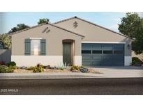 Inviting single-story home with a two-car garage, low maintenance desert landscaping, and stylish architectural details at 37386 W San Sisto Ave, Maricopa, AZ 85138