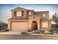 Charming stucco two-story home featuring an attached garage, beautiful landscaping, and a tile roof at 13763 W Calle De Baca --, Peoria, AZ 85383