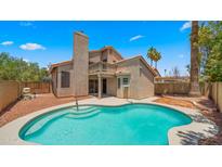 Backyard pool features a pristine blue pool, providing a serene oasis for relaxation and recreation at 4043 E Mountain Vista Dr, Phoenix, AZ 85048