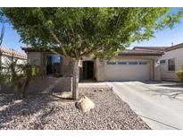 Charming single-story home with a well-maintained front yard, rock landscaping, and a spacious two-car garage at 4524 E Narrowleaf Dr, Gilbert, AZ 85298
