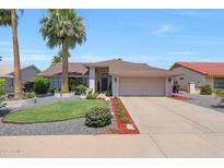 Charming single-story home featuring a well-manicured front yard and a two-car garage at 11446 N 109Th St, Scottsdale, AZ 85259