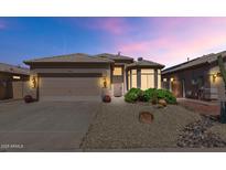 Charming single-story home with a desert landscape and a two-car garage at 19860 N 110Th Ln, Peoria, AZ 85373